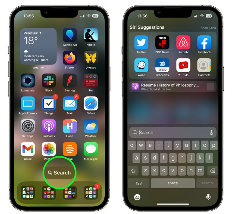 化德苹果手机维修分享升级到 iOS 16 后，如何删除主屏幕上的搜索按钮 