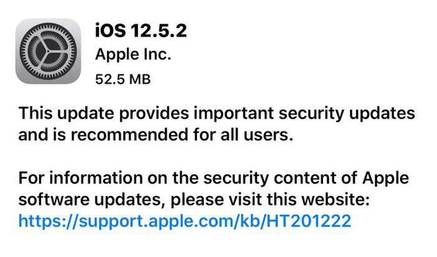 化德苹果手机维修分享iOS12.5.2发布，建议所有老苹果用户安装 